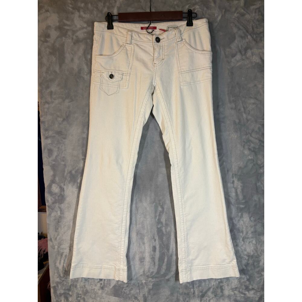Vintage Y2K Unionbay White Corduroy Low Rise Flare Jeans Stretch 5 Patch Pockets - Picture 10 of 12